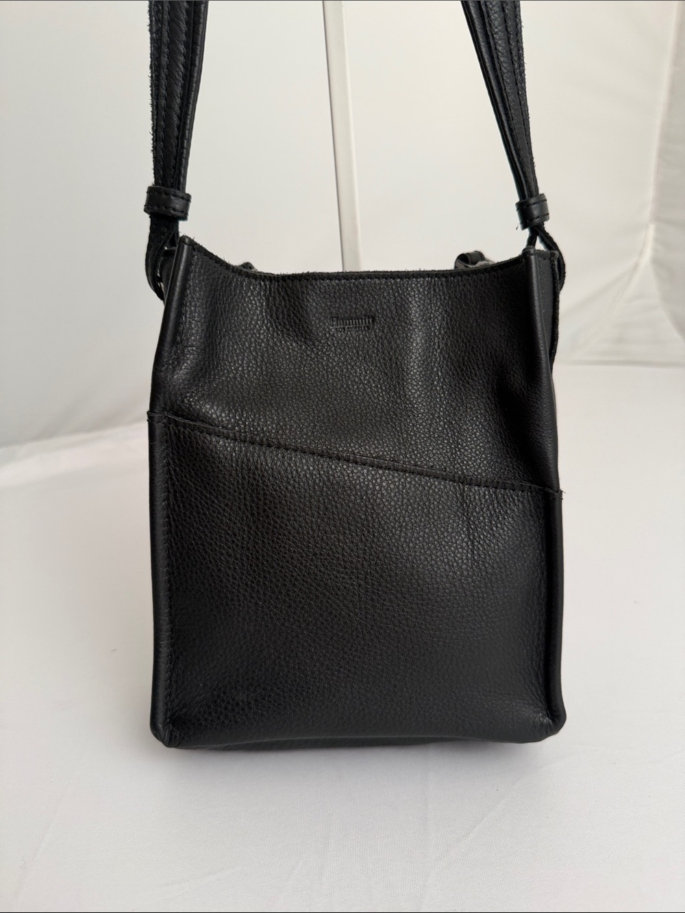 Hammitt Davis small black pebbled leather adjustable crossbody bag